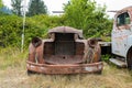 Abandoned rusty antique truck with an exposed radiator Royalty Free Stock Photo