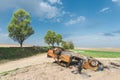 Abandoned rusty burnt car wreck, Royalty Free Stock Photo