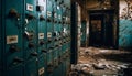 Abandoned rusty locker in old domestic room generated by AI