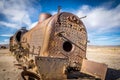 Abandoned rusty old train in train cemetery - Uyuni, Bolivia