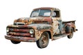 Abandoned rusty old truck isolated on transparent background. Royalty Free Stock Photo