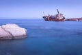 Abandoned rusty ship Edro III near Pegeia, Paphos, Cyprus Royalty Free Stock Photo