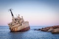 Abandoned rusty ship Edro III near Pegeia, Paphos, Cyprus Royalty Free Stock Photo