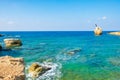 Abandoned rusty ship wreck EDRO III in Pegeia, Paphos, Cyprus. Royalty Free Stock Photo