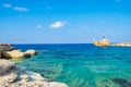 Abandoned rusty ship wreck EDRO III in Pegeia, Paphos, Cyprus. Royalty Free Stock Photo