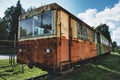 Abandoned Rusty Train Car on Old Railway Royalty Free Stock Photo