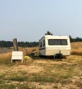 Abandoned RV Trailer n Field San Juan Island Washington Royalty Free Stock Photo