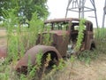 An abandoned 1930's car body in Texas Royalty Free Stock Photo