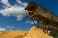 Abandoned sand pit with a .part of a broken conveyor