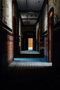 Abandoned School for Boys - Hallway with Tile and Peeling Paint Walls - New York Royalty Free Stock Photo