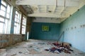Abandoned school gym in the Chernobyl zone