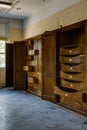 Abandoned School Home Economics Classroom with Wood Drawers