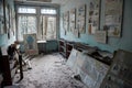 Abandoned school number 13 in the city of Pripyat, Chernobyl, Ukraine