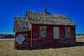Abandoned schoolhouse near lineville IA now a feature of a highway rest area