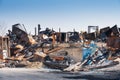 Abandoned scrapyard after a big fire in Quebec country, Canada