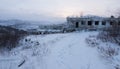 Abandoned settlement winter view