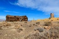 Abandoned shack and water tank on the Nevada desert Royalty Free Stock Photo