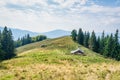 Abandoned sheepfold on the way to Ciucas peak in Carpathian Mountains, Romania Royalty Free Stock Photo