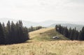 Abandoned sheepfold on the way to Ciucas peak in Carpathian Mountains, Romania Royalty Free Stock Photo