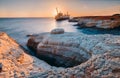 Abandoned ship Edro III near Cyprus beach. Royalty Free Stock Photo