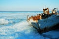 Abandoned ship in the ice Royalty Free Stock Photo
