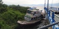 Abandoned ship lake abandone toba north sumatera harbour