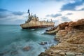 Abandoned ship near the coast of Cyprus Royalty Free Stock Photo