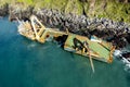 An abandoned ship washed onto rocks near Ballycotton in east Cork after storm Dennis Royalty Free Stock Photo