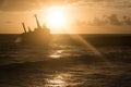 Abandoned shipwreck Edro at sunset near Paphos, Cyprus