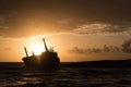 Abandoned shipwreck Edro at sunset near Paphos, Cyprus