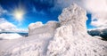 Abandoned snow-covered observatory