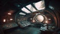 Abandoned space ship interior, intricate ultra realistic. Generative Ai