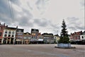 Abandoned square in historical center during Christmas in Covid pandemic