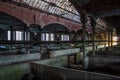 Abandoned stabling for cattle in German slaughterhouse Rosenau