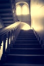 Abandoned stairs and room in old house Royalty Free Stock Photo