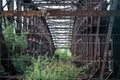 Abandoned steel bridge - rusted steel beam construction Royalty Free Stock Photo