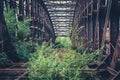 Abandoned steel bridge - rusted steel beam construction Royalty Free Stock Photo