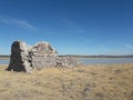 Abandoned stone ruins outside San Miguel de Allende Mexico by lake on hiking trail Royalty Free Stock Photo