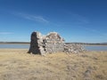 Abandoned stone ruins outside San Miguel de Allende Mexico by lake on hiking trail Royalty Free Stock Photo