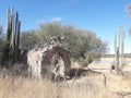 Abandoned stone ruins outside San Miguel de Allende Mexico by lake on hiking trail Royalty Free Stock Photo