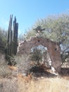 Abandoned stone ruins outside San Miguel de Allende Mexico by lake on hiking trail Royalty Free Stock Photo