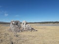 Abandoned stone ruins outside San Miguel de Allende Mexico by lake on hiking trail Royalty Free Stock Photo