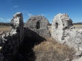 Abandoned stone ruins outside San Miguel de Allende Mexico by lake on hiking trail Royalty Free Stock Photo