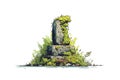 Abandoned Stone Sculpture in Overgrown Garden rust isolated Royalty Free Stock Photo