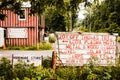 Abandoned store with old signs and candy canes