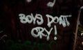 Boys Dont Cry Graffiti on Cement Wall