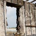 abandoned structure window - view from inside