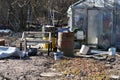 An abandoned suburban area with a pile of garbage, like a garbage dump Royalty Free Stock Photo