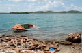 Abandoned sunken boat on Curacao
