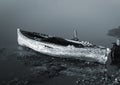 Abandoned sunken wooden boat